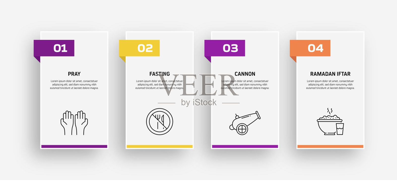 斋月相关过程信息图表模板。过程时间图。插画图片素材