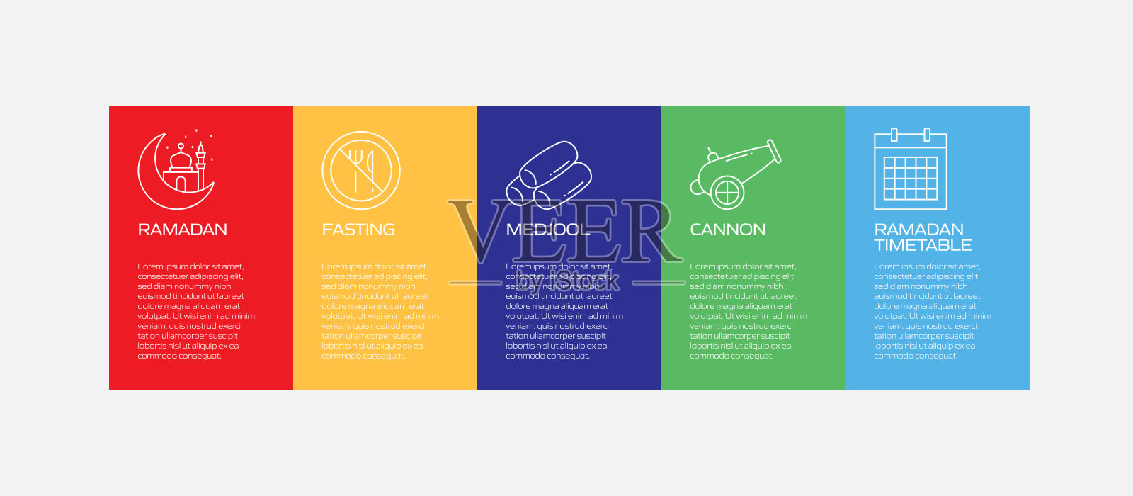 斋月相关过程信息图表模板。过程时间图。插画图片素材