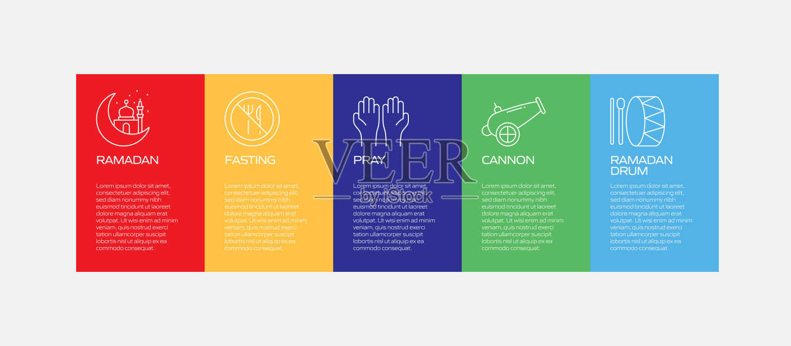 斋月相关过程信息图表模板。过程时间图。插画图片素材