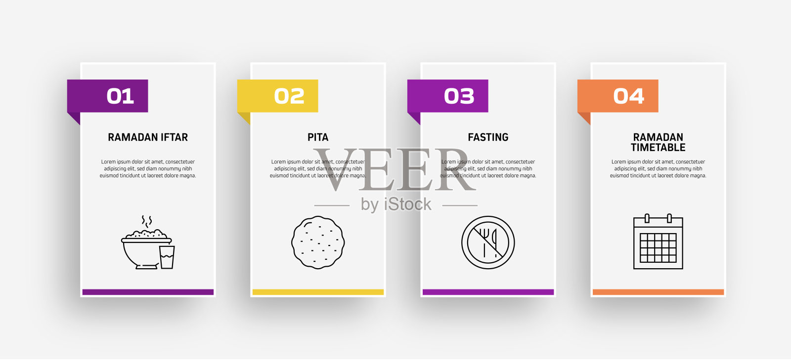 斋月相关过程信息图表模板。过程时间图。插画图片素材