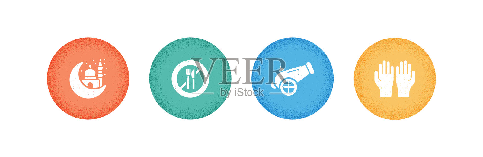 斋月相关图标，符号矢量插图插画图片素材