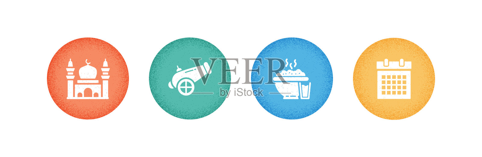 斋月相关图标，符号矢量插图插画图片素材