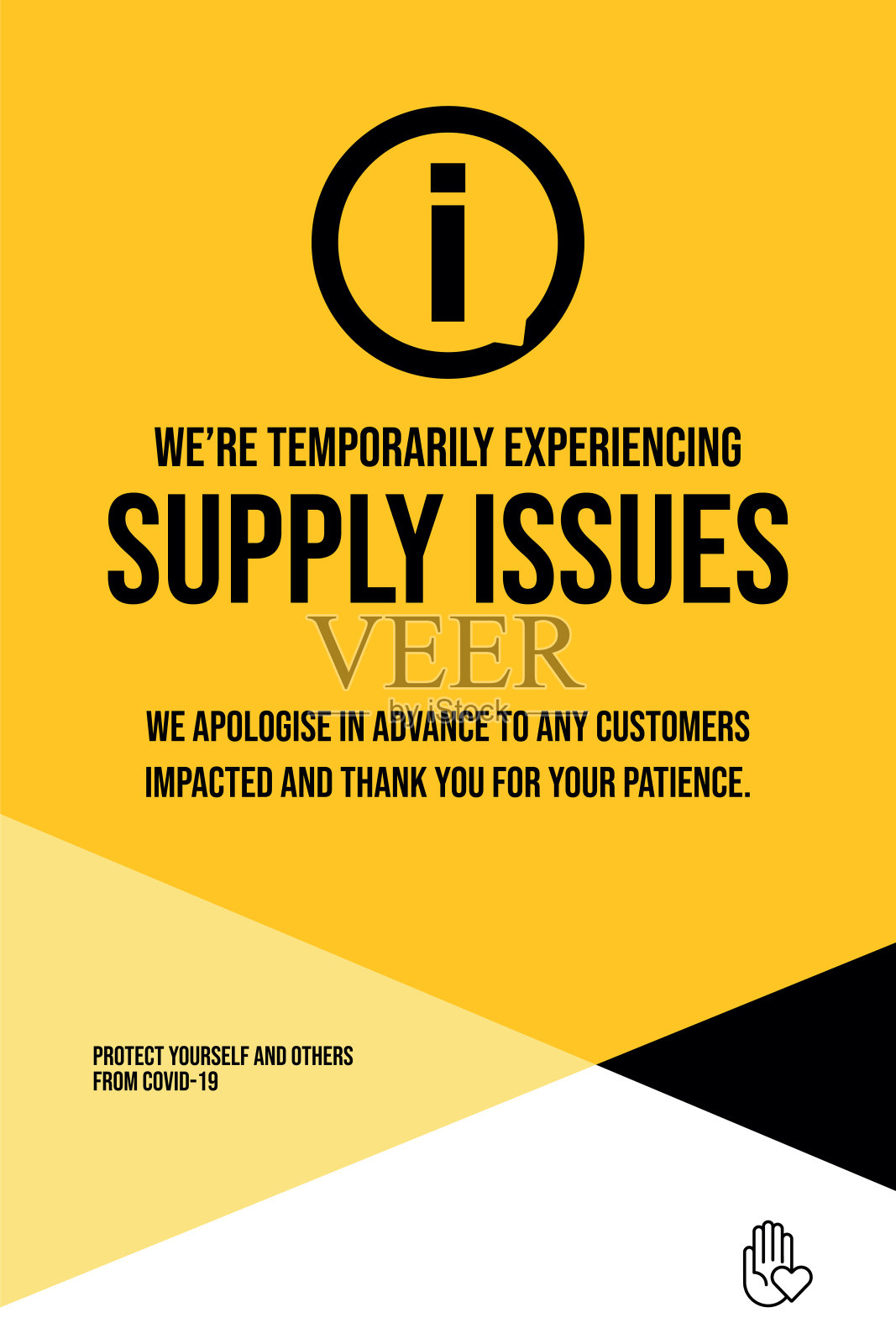 供应问题信息标志的冠状病毒或covid-19病媒库存插图。插画图片素材