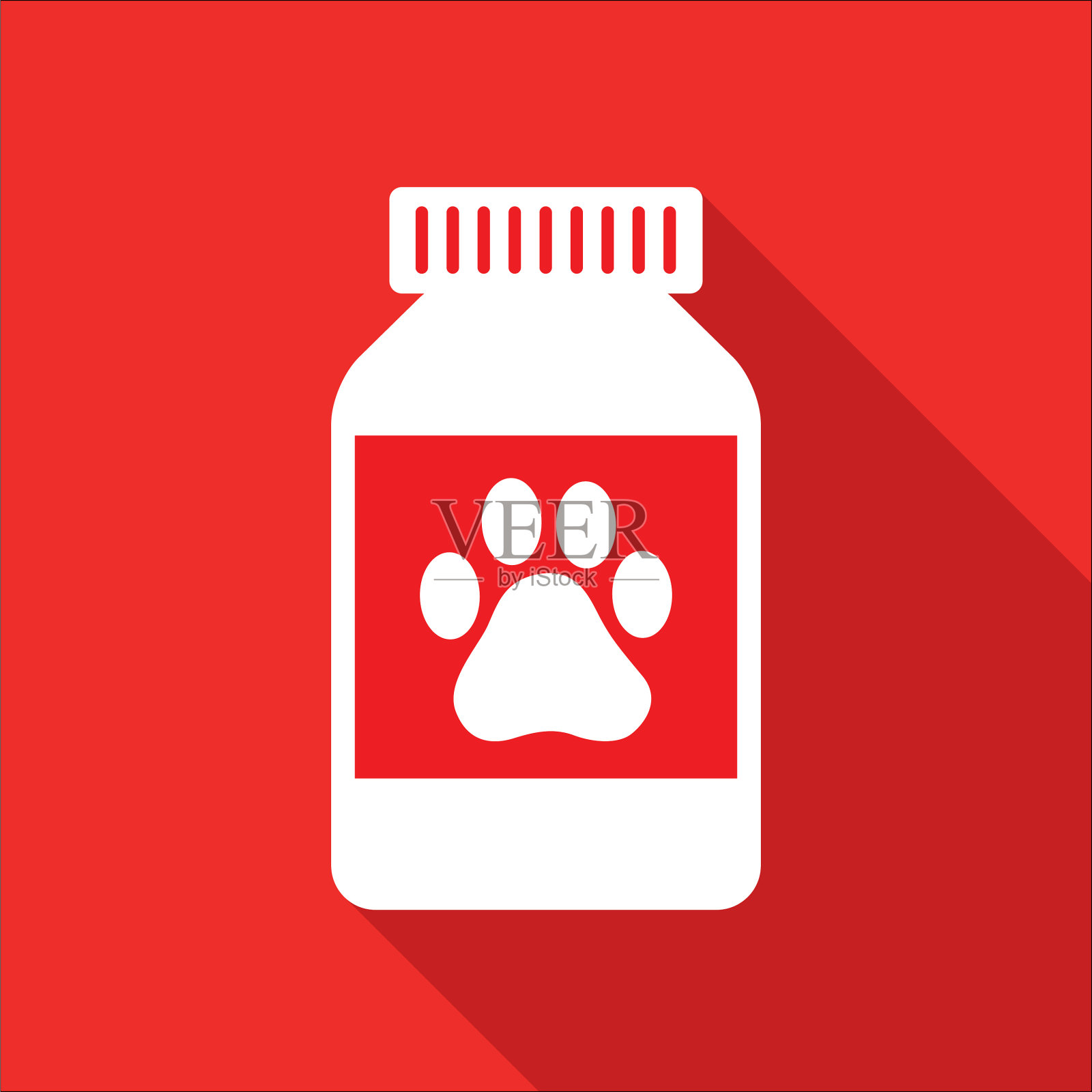 红色爪印药瓶图标插画图片素材