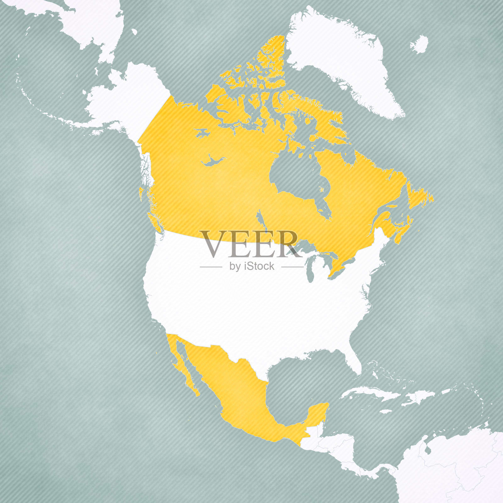 北美地图-加拿大和墨西哥插画图片素材