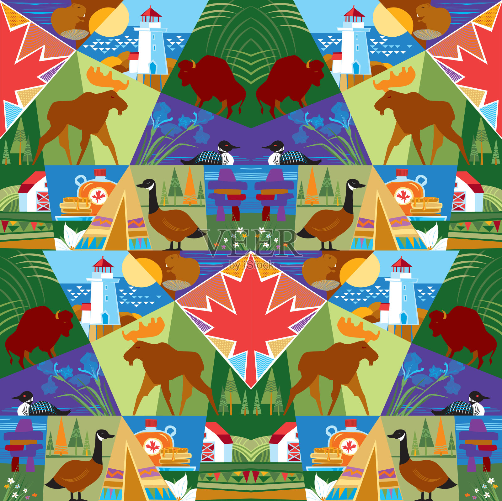 加拿大国庆日快乐!插画图片素材