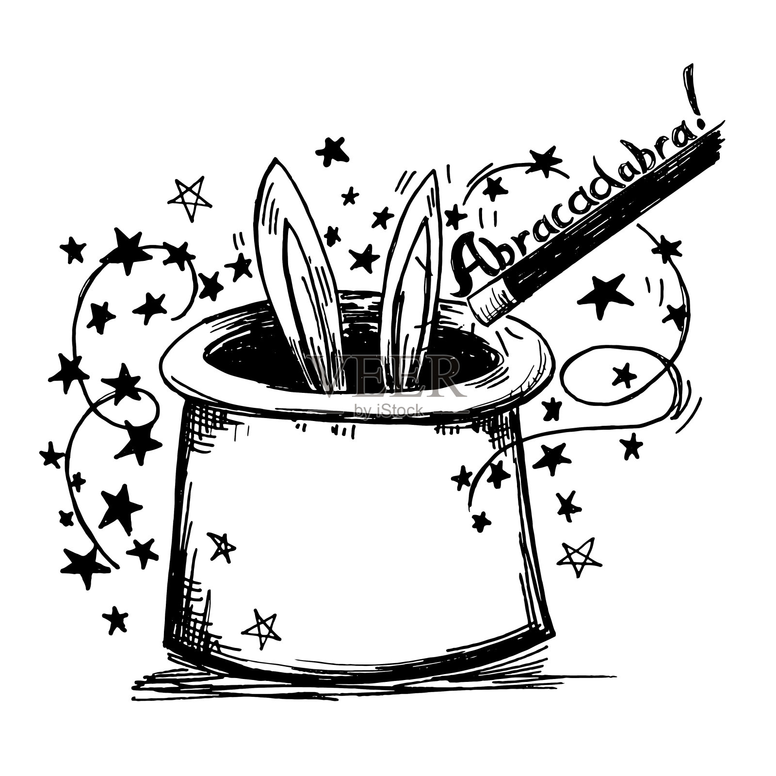 可爱的涂鸦风格魔术表演帽子插画图片素材