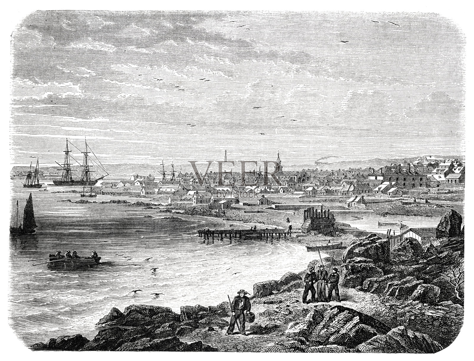 1863年加拿大纽芬兰的圣约翰插画图片素材