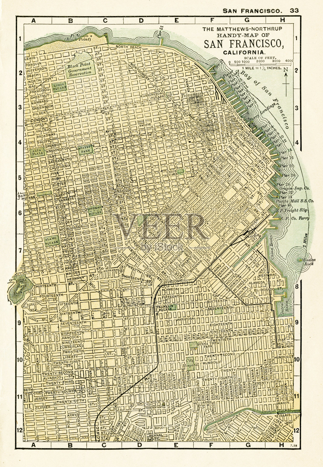 旧金山地图1898插画图片素材