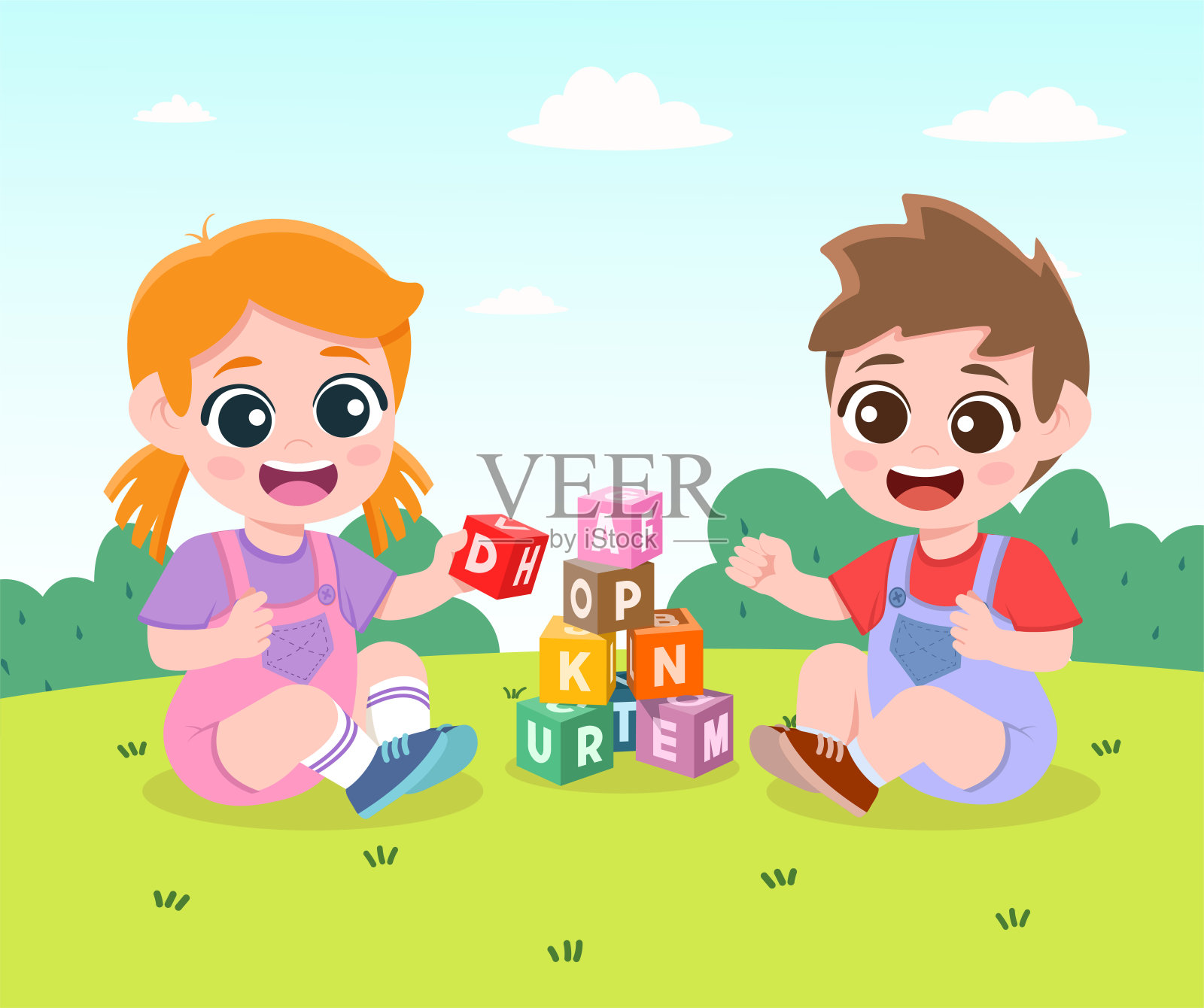 玩小朋友平插图插画图片素材