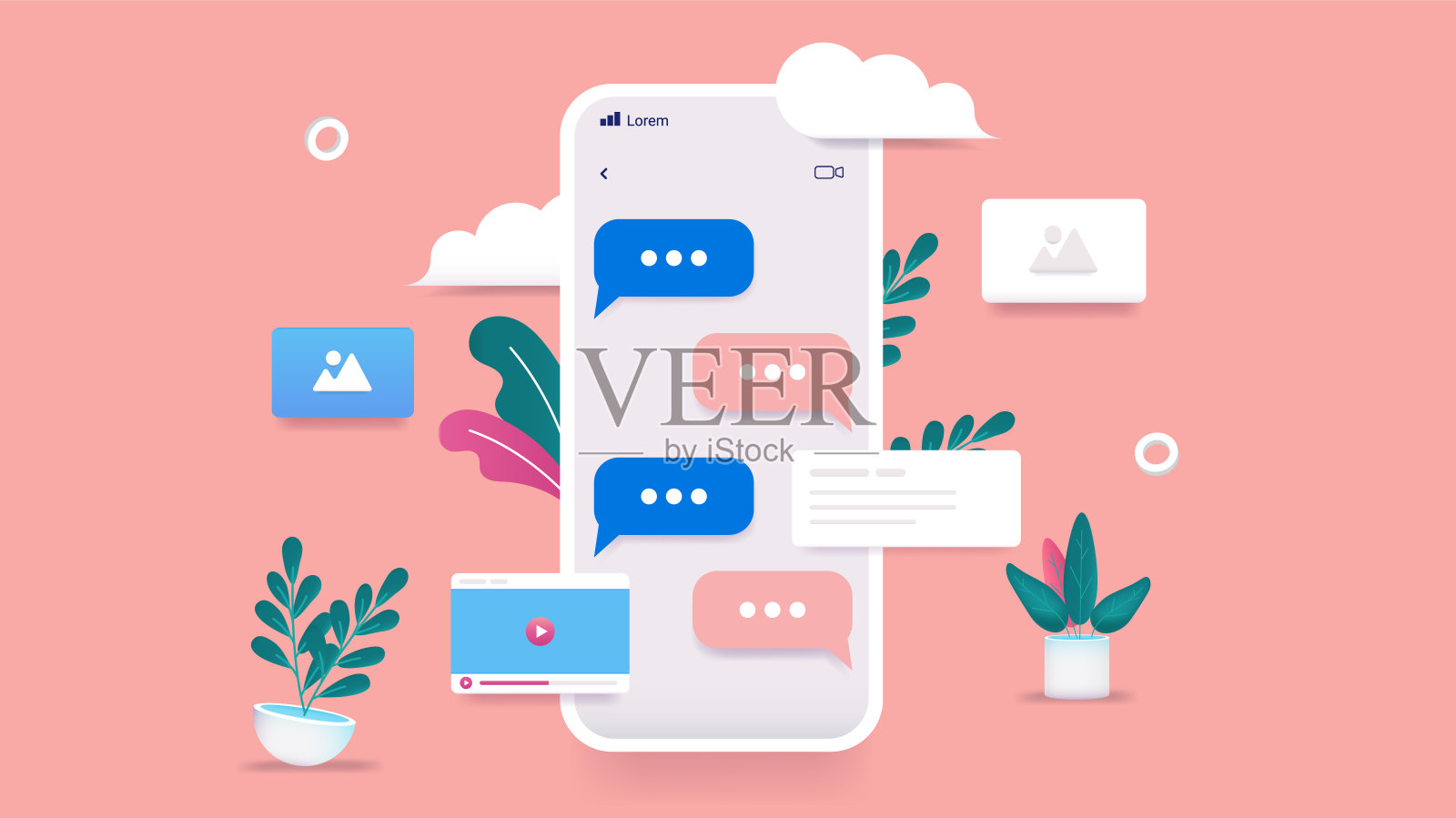 手机短信概念插画图片素材