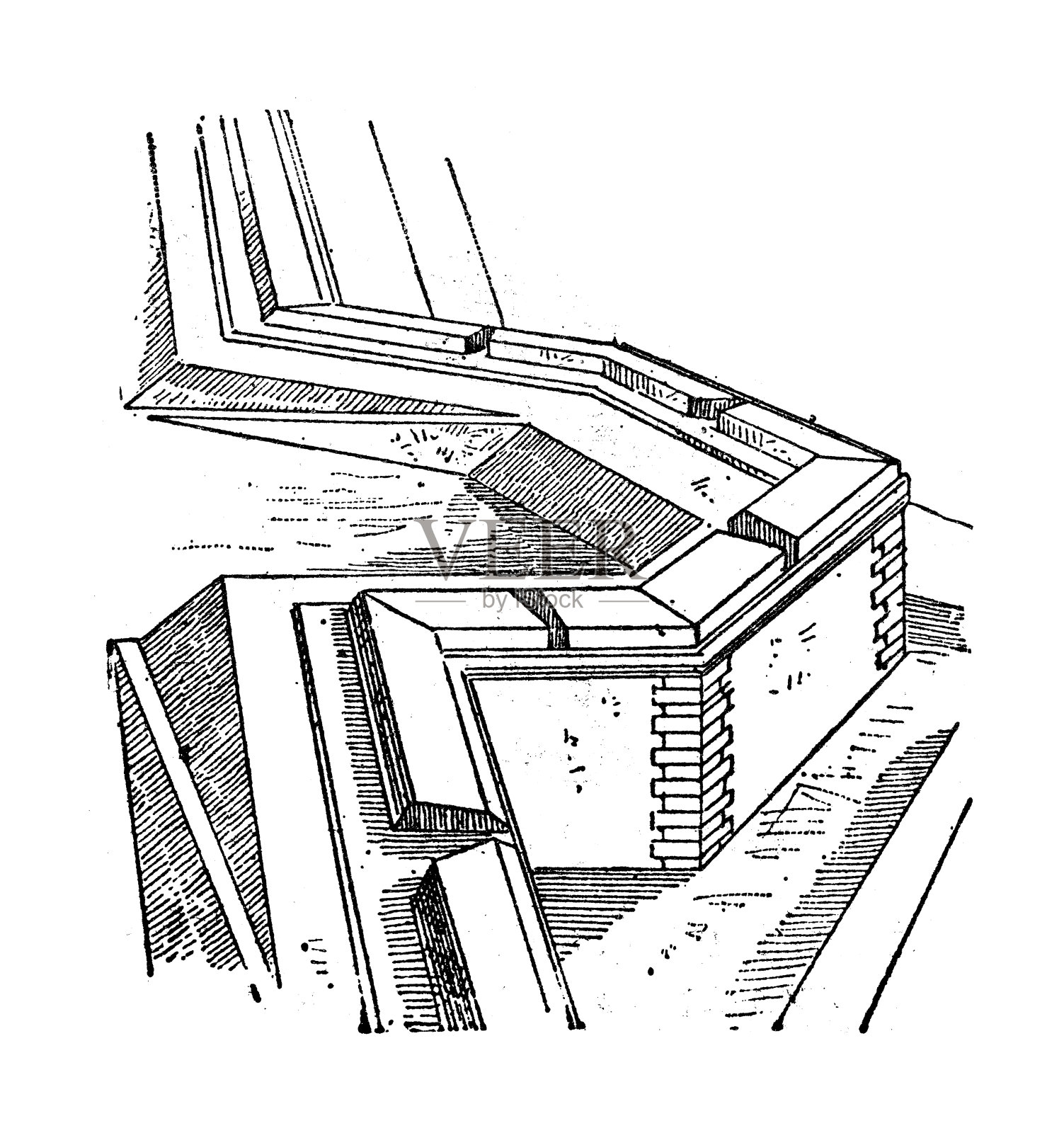 古董插图:堡垒插画图片素材