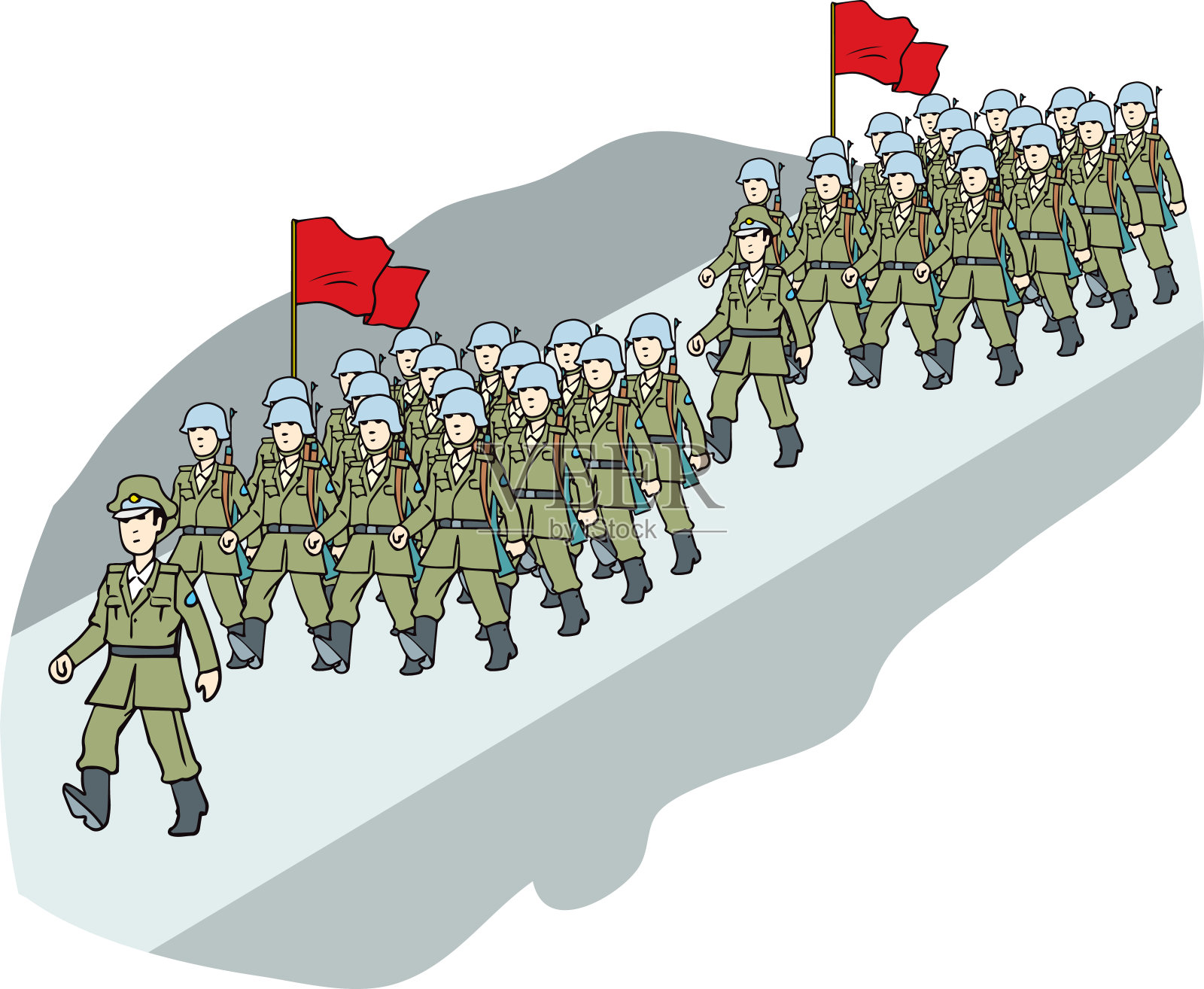 部队的士兵编队矢量插图插画图片素材