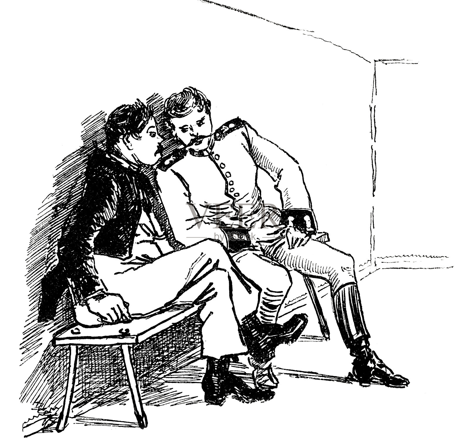 两个士兵在闲聊设计元素图片