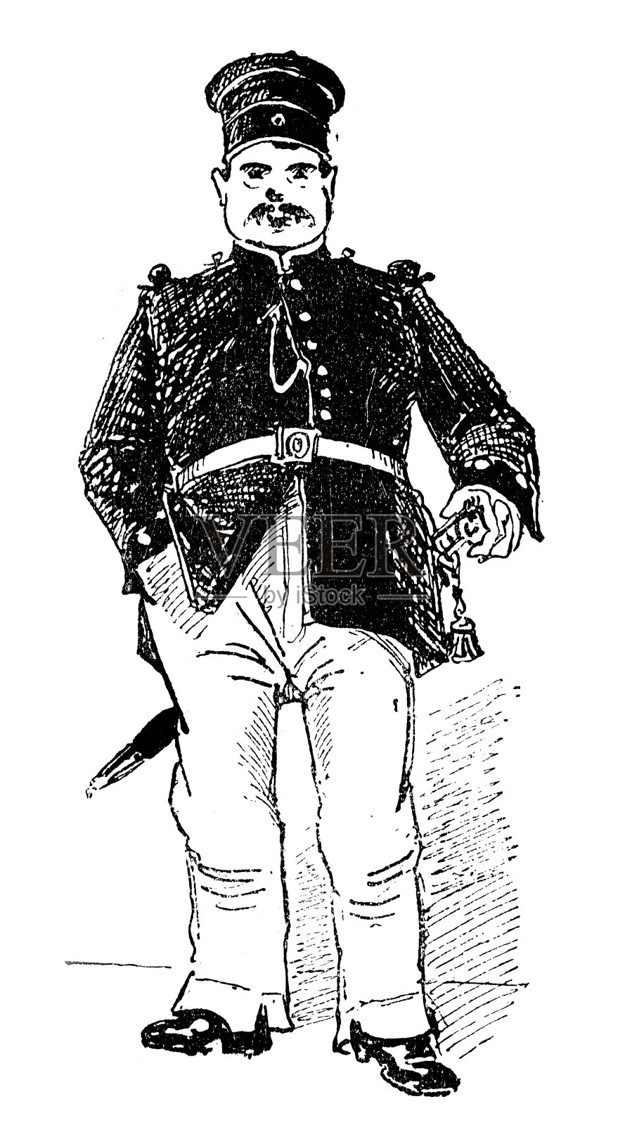 肥胖士兵正面视图插画图片素材