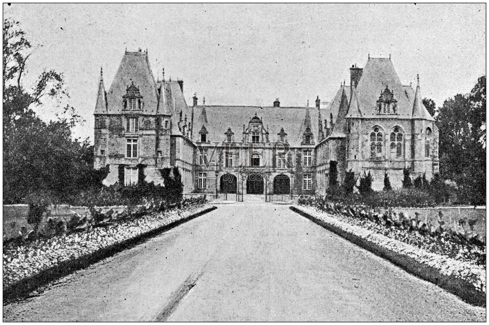 古董照片:Marchais城堡(Aisne)插画图片素材