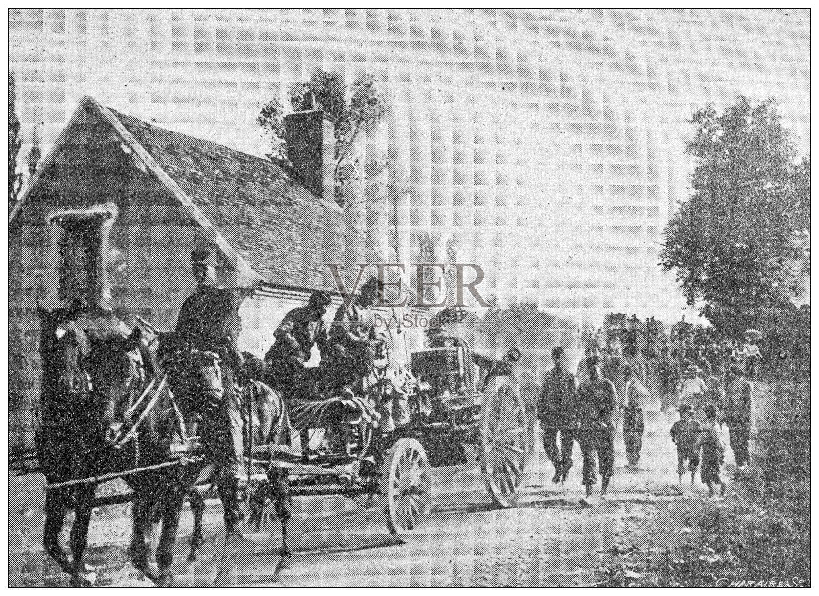 古老的形象:蒸汽绞车或提升机插画图片素材