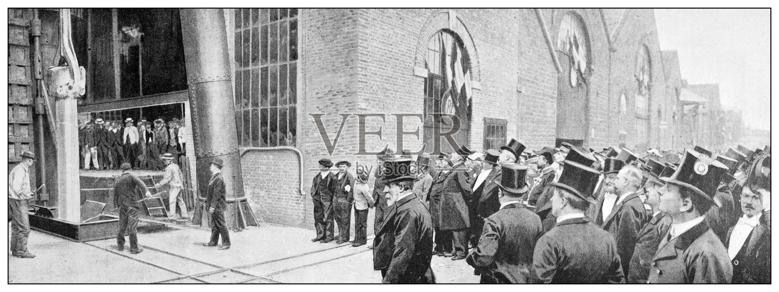 古董图片:法国总统Félix福雷在圣艾蒂安插画图片素材