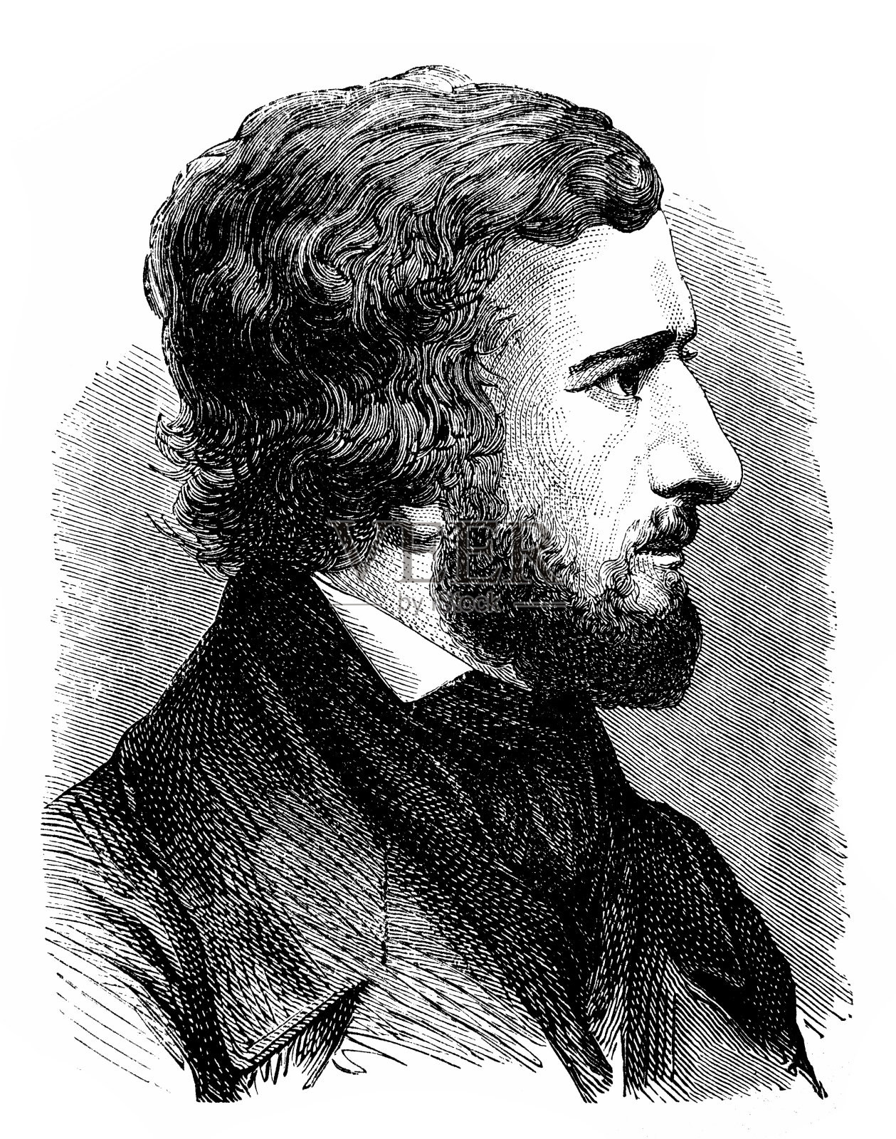 希波利特·菲佐（1819-1896），法国物理学家插画图片素材