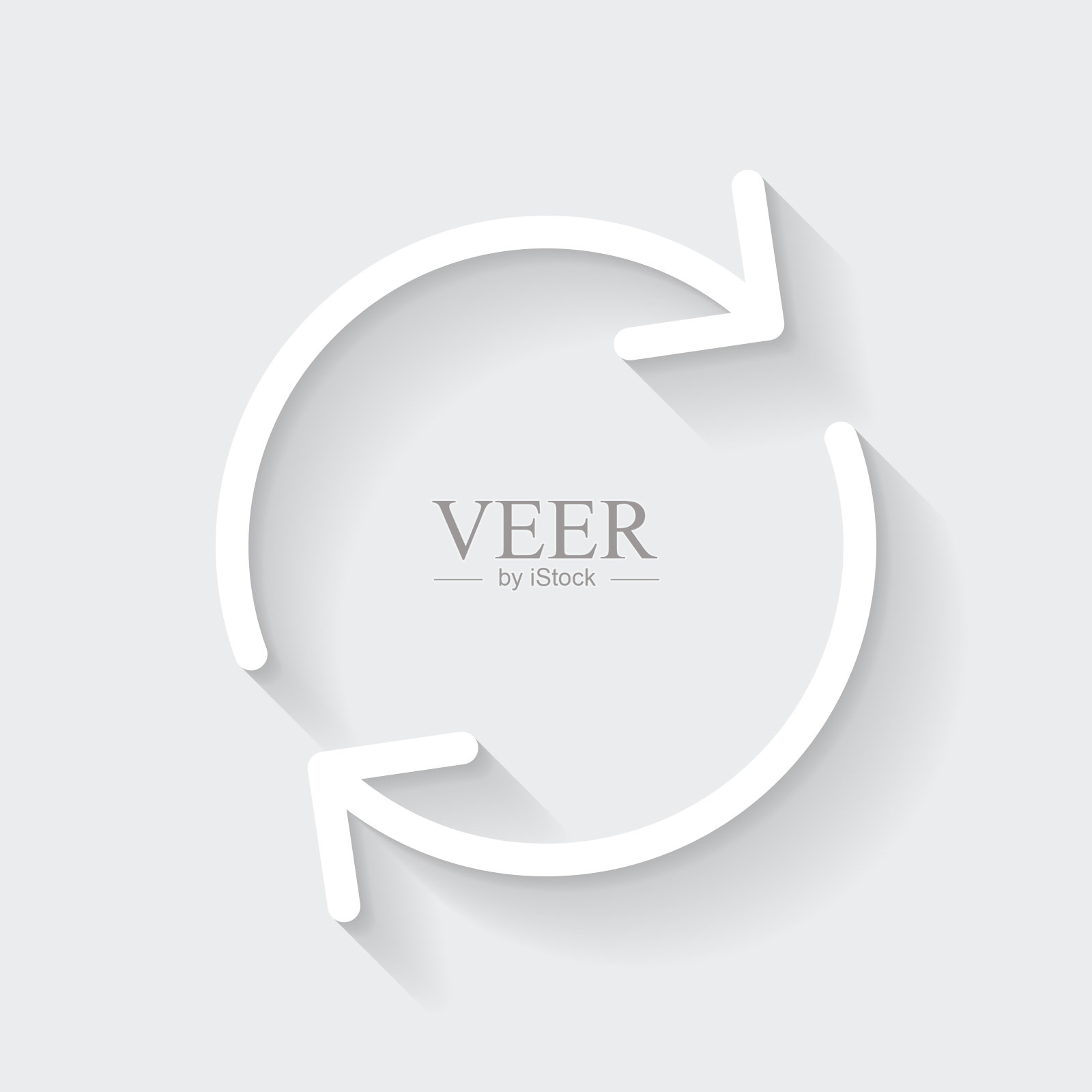 刷新。图标与空白背景上的长阴影-平面设计插画图片素材