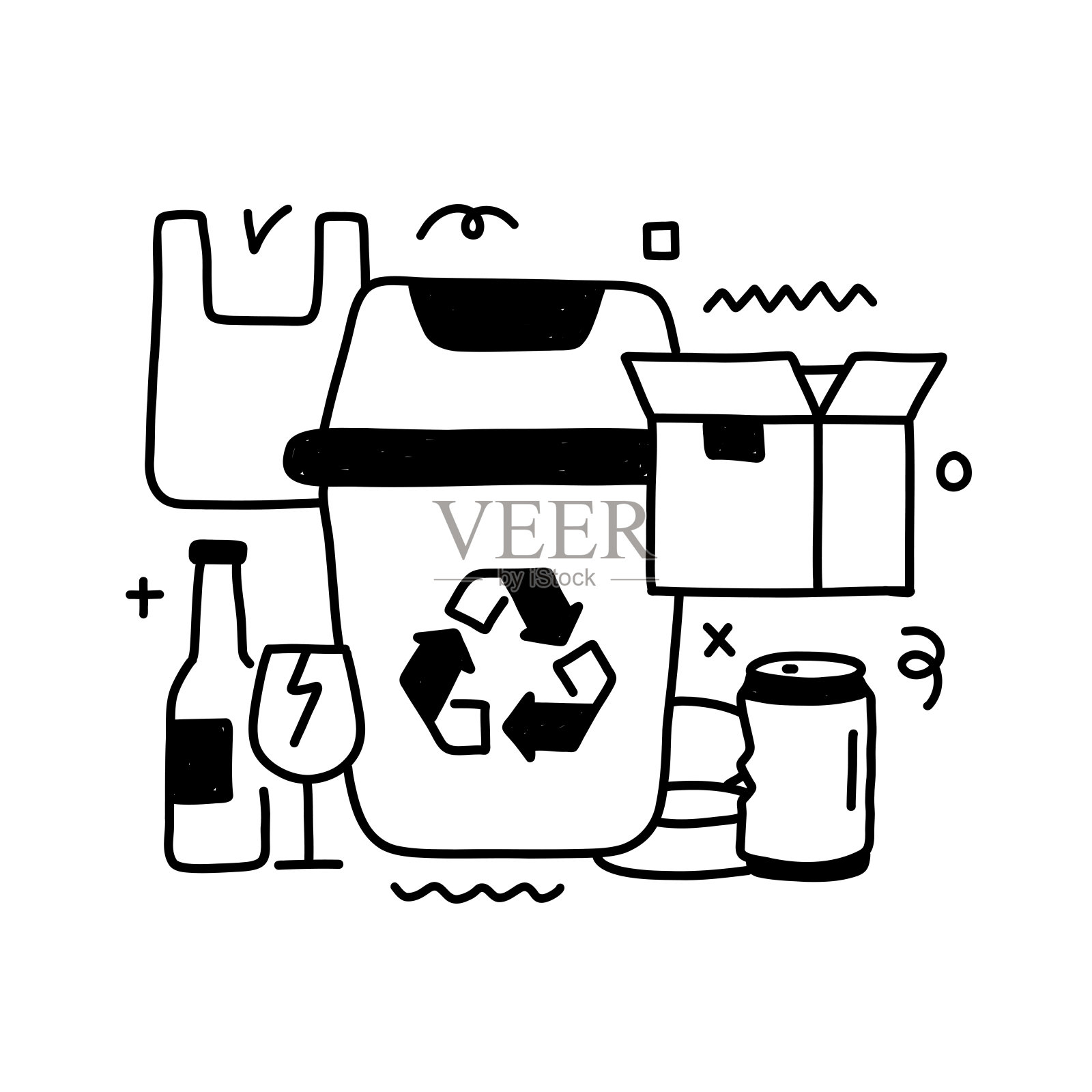 回收相关矢量概念插图。浪费，污染，零浪费，减量。插画图片素材