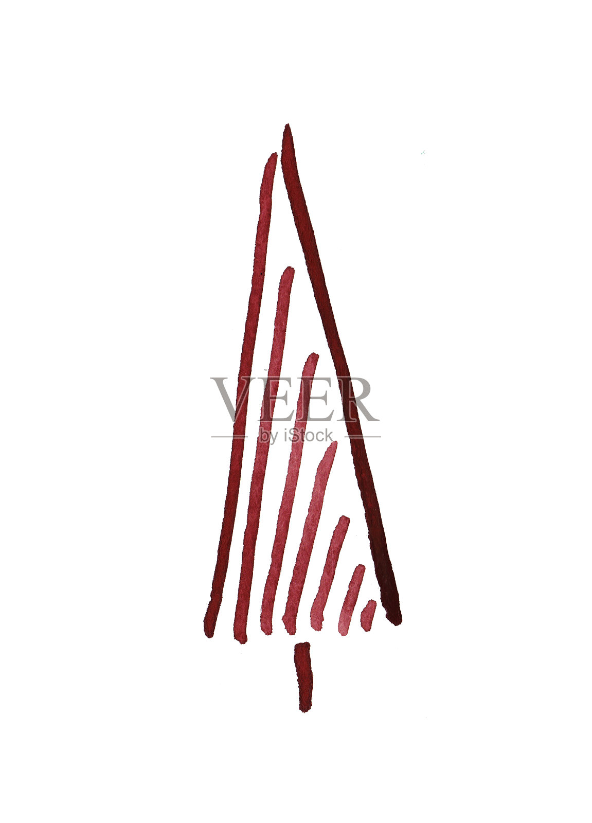 水彩圣诞树孤立的白色背景插画图片素材