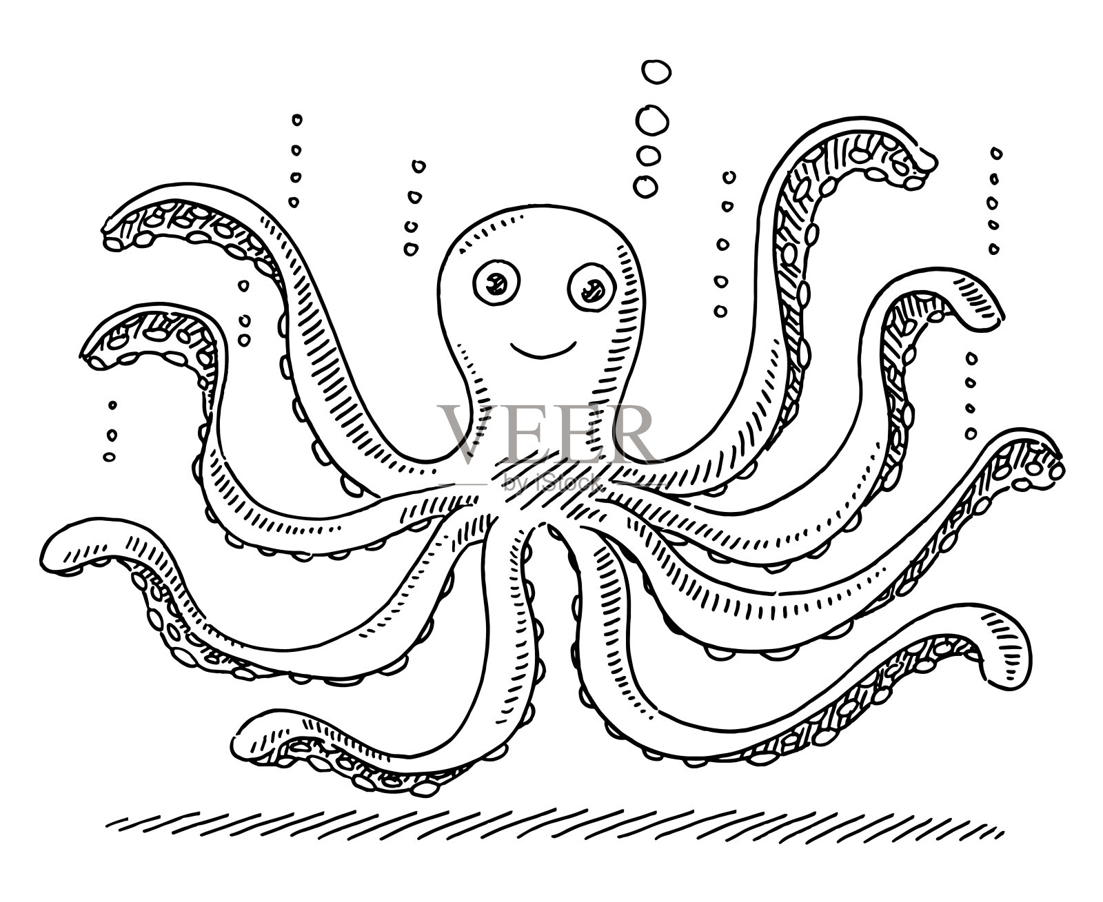 可爱的卡通章鱼画插画图片素材