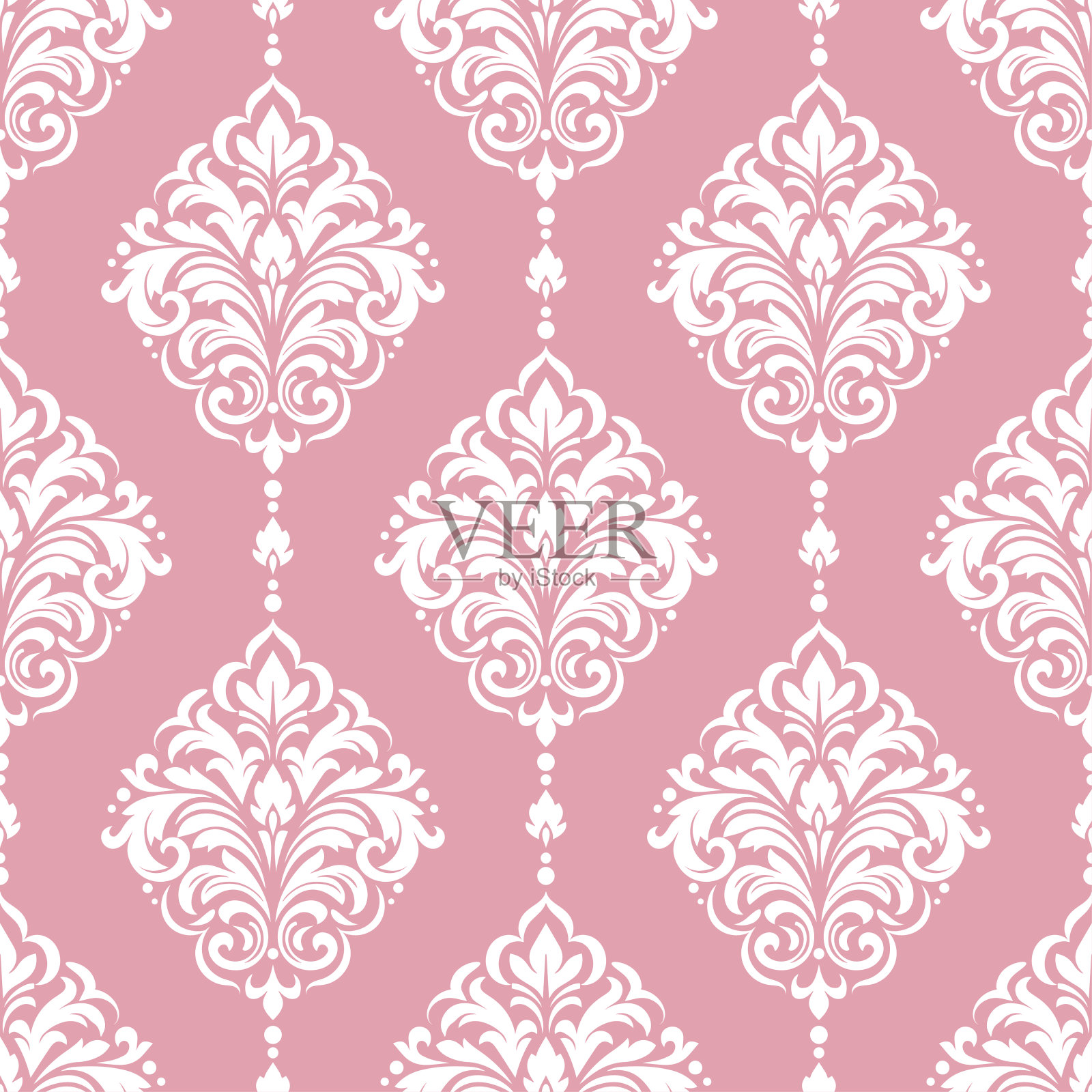粉红色和白色的豪华矢量无缝图案。装饰，传统，民族，阿拉伯，土耳其，印度图案。伟大的织物和纺织品，壁纸，包装设计或任何理想的想法。插画图片素材