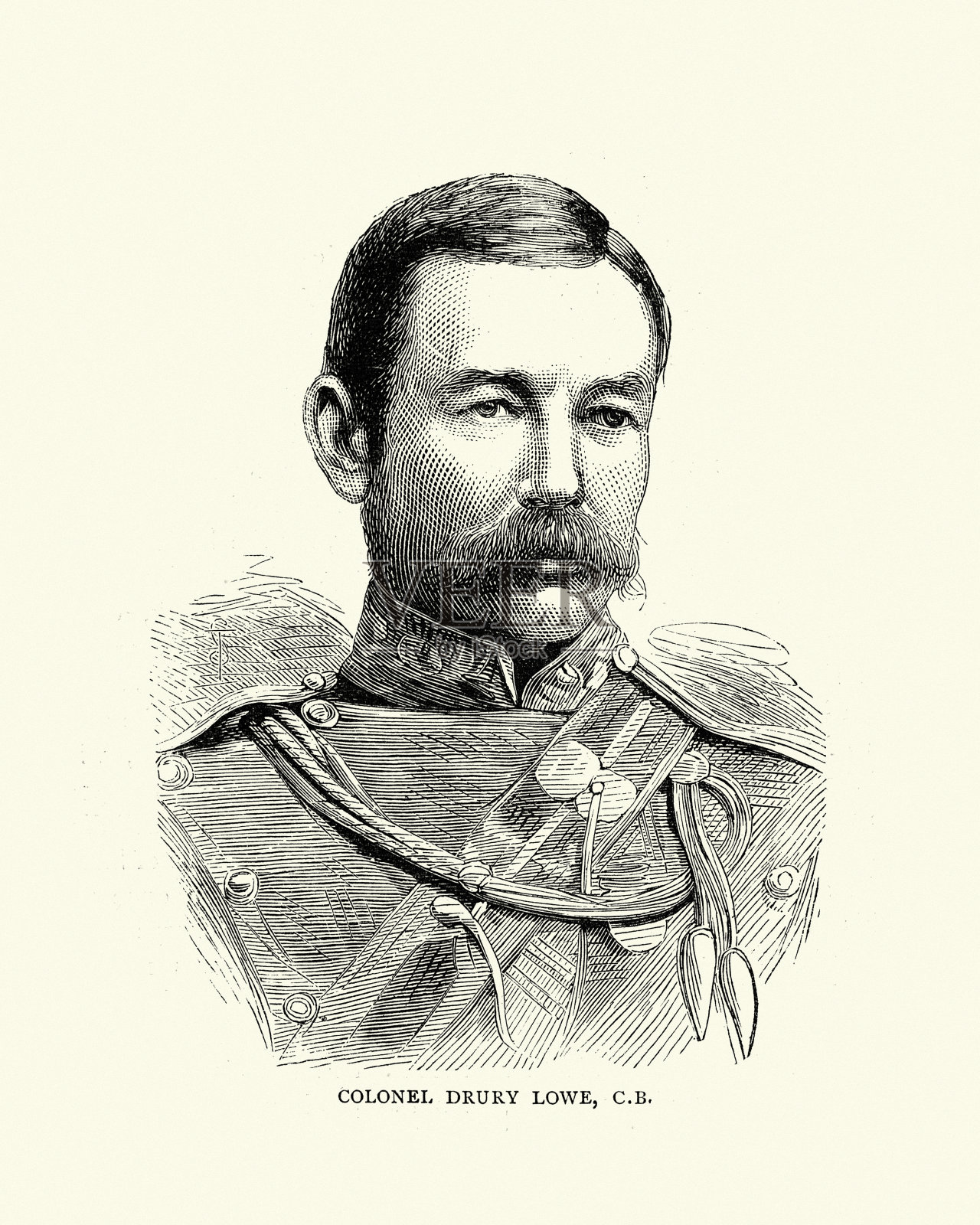 英国陆军军官德鲁里·寇松·德鲁里-洛中将插画图片素材