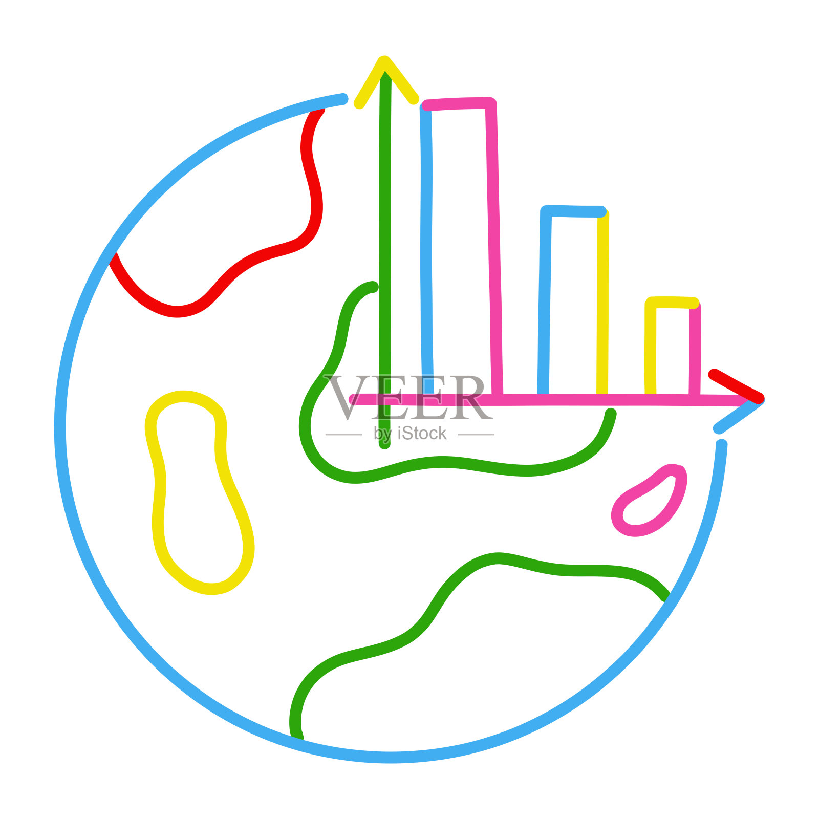 手绘世界统计图标插画图片素材