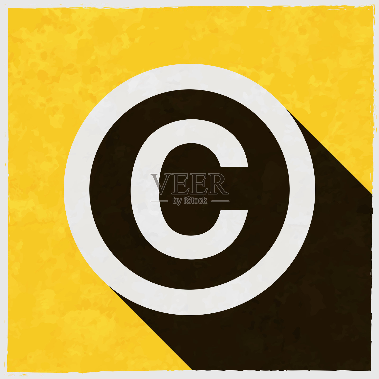 版权。图标与长阴影的纹理黄色背景插画图片素材