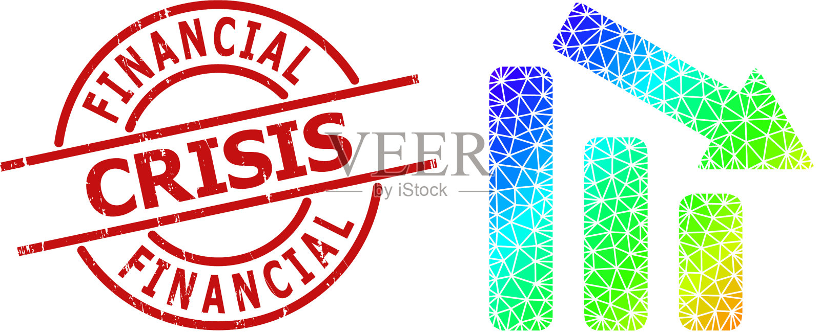 划破了金融危机的水印和三角插画图片素材