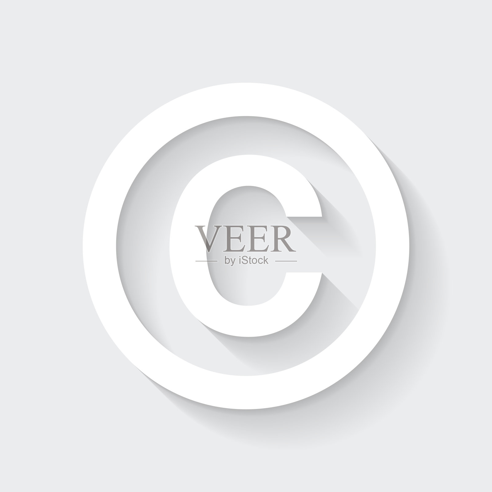 版权。图标与空白背景上的长阴影-平面设计插画图片素材