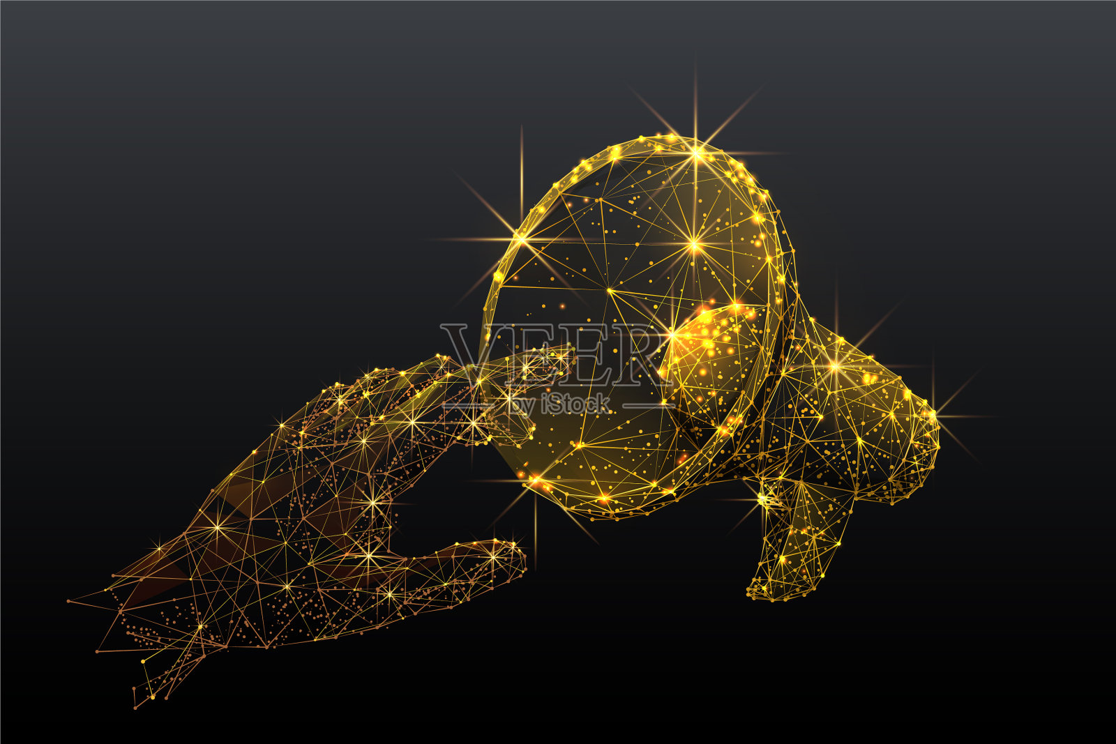 黄金市场低聚线框分析插画图片素材