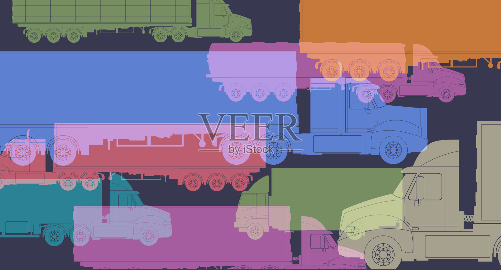 美国风格的卡车插画图片素材