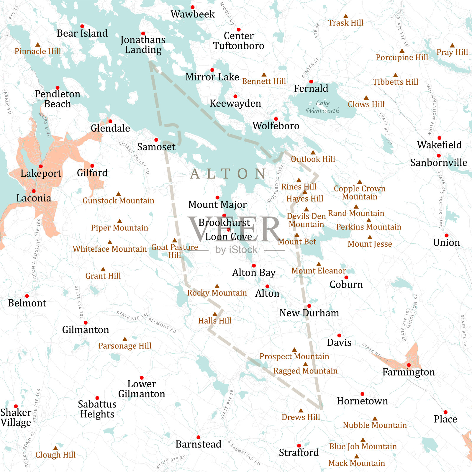 NH Belknap Alton矢量路线图插画图片素材