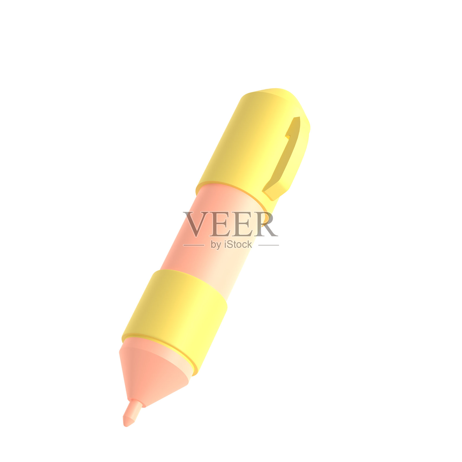 3d渲染图标办公室学校笔文具书写。粉红色和黄色。符号插图可与剪切路径分离编辑照片摄影图片