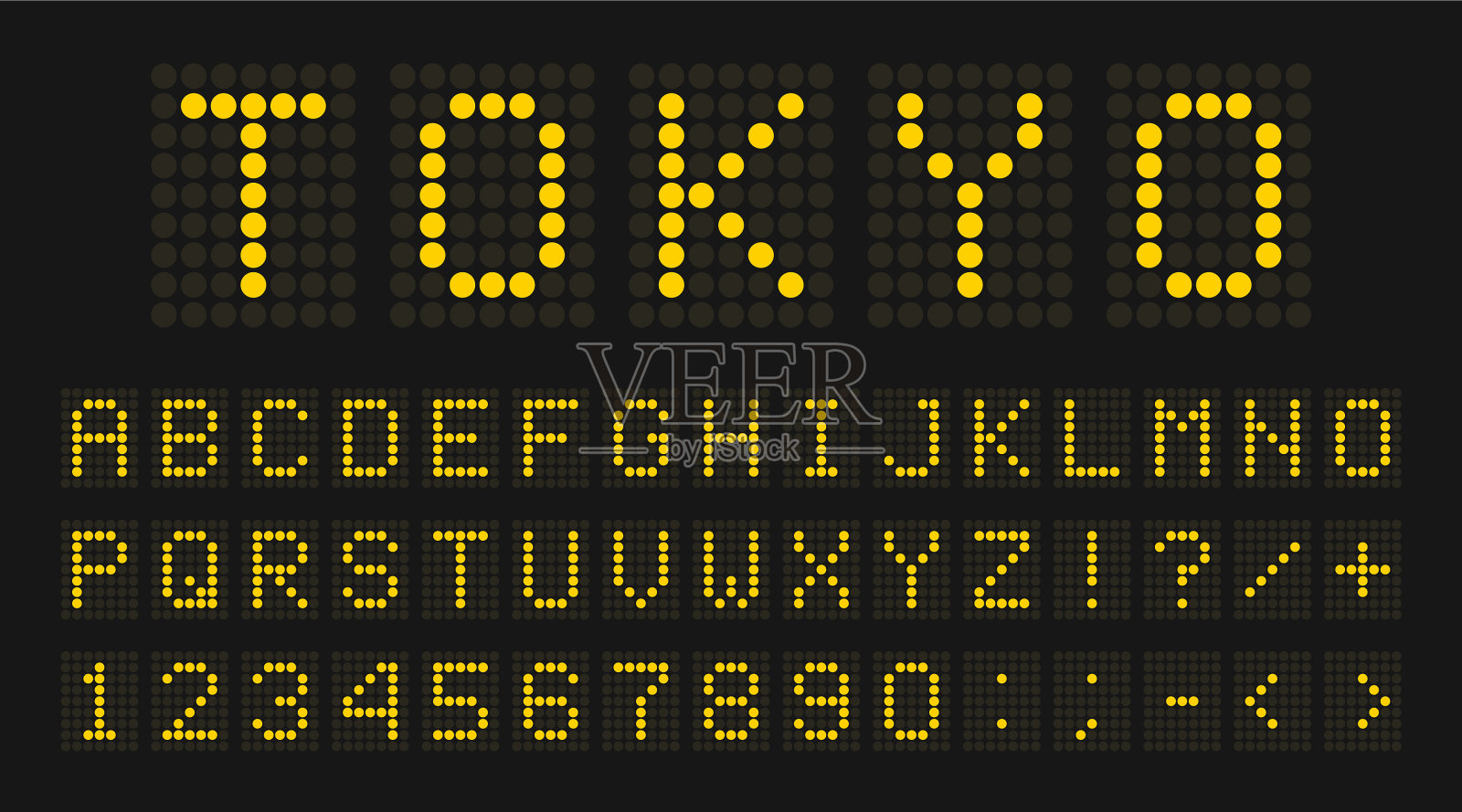 Led数字字体字母和数字英文插画图片素材