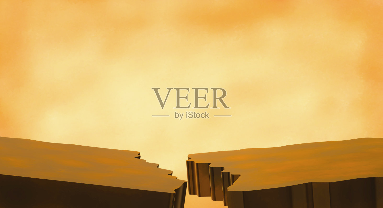 在橙色的墙壁后面，一张石桌模仿了一张木桌。照片摄影图片