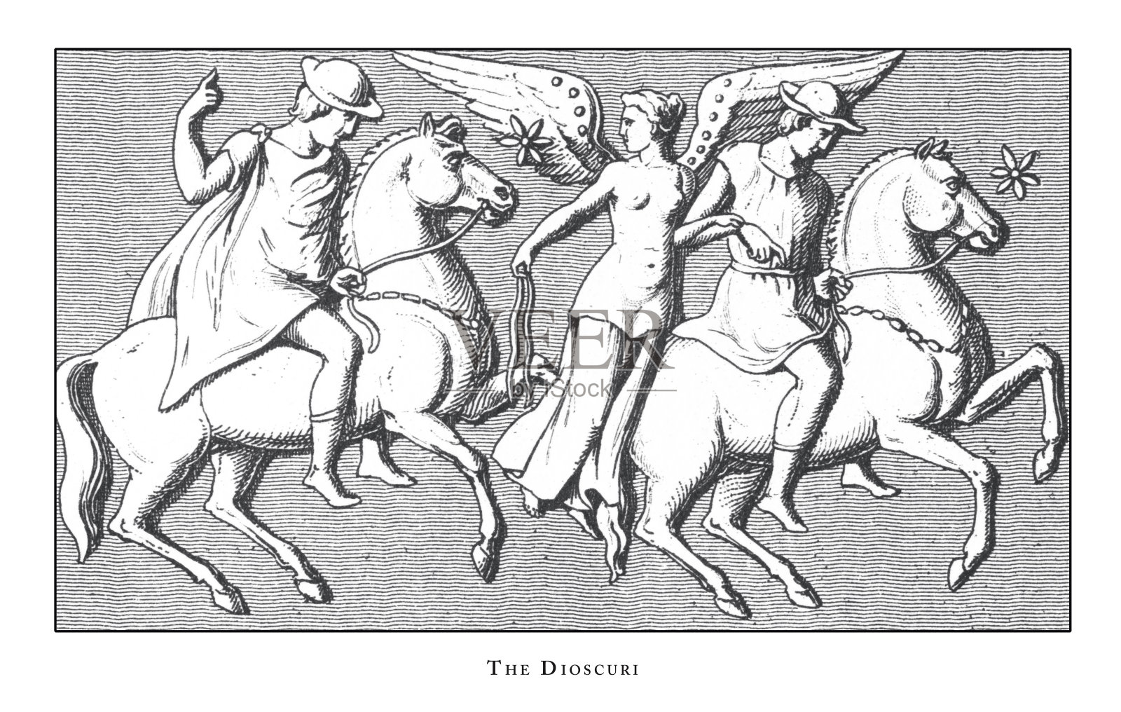 希腊节日和神话人物和场景雕刻古董插图，出版于1851年插画图片素材