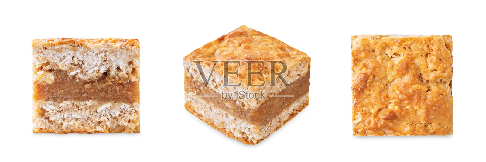 燕麦无花果条在一个孤立的白色背景照片摄影图片