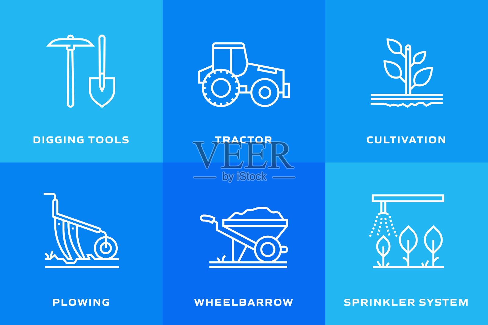 农业和农业相关的线图标，轮廓向量符号插图。插画图片素材