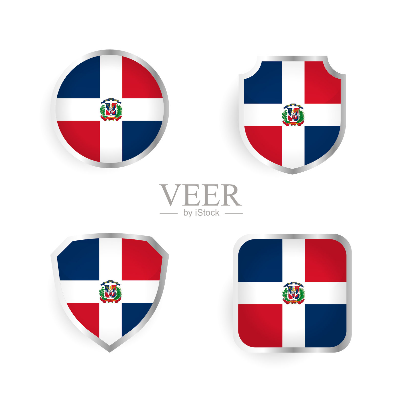 多米尼加共和国徽章及标签集插画图片素材