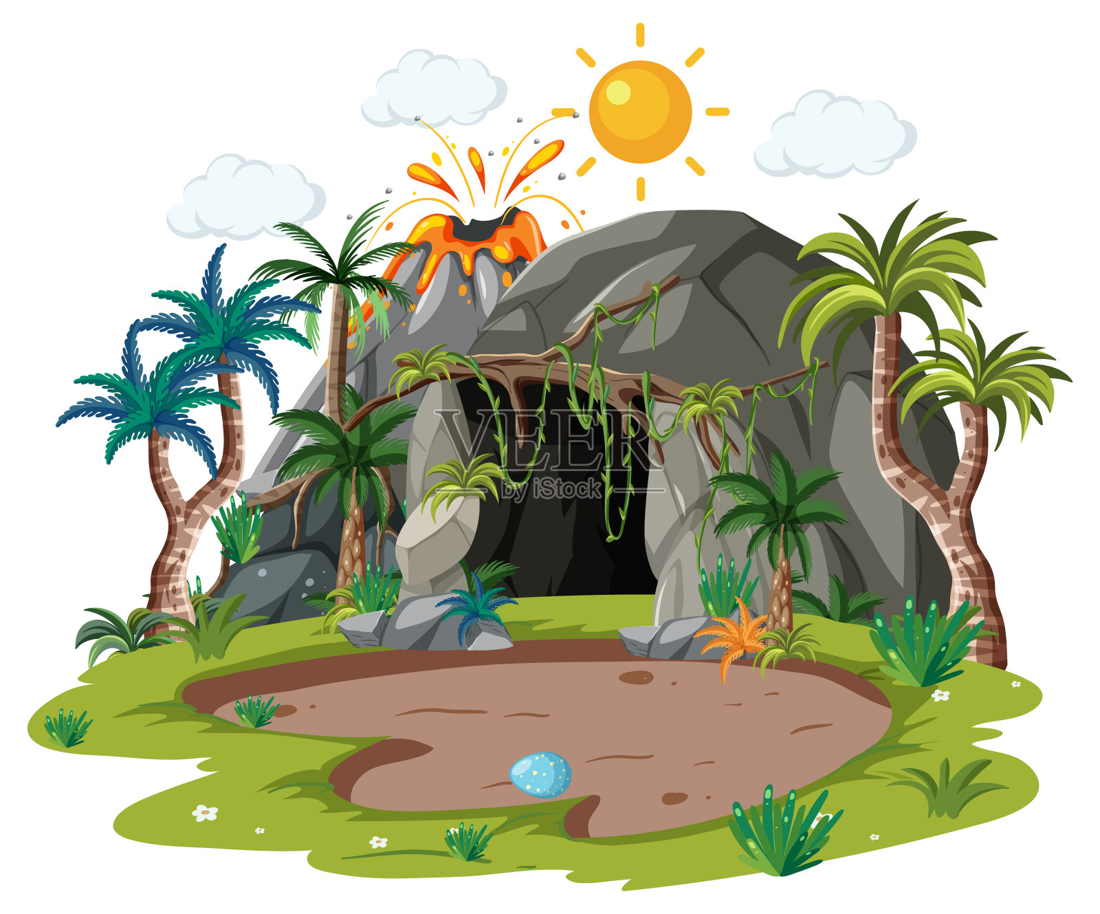 自然洞穴在森林中孤立插画图片素材