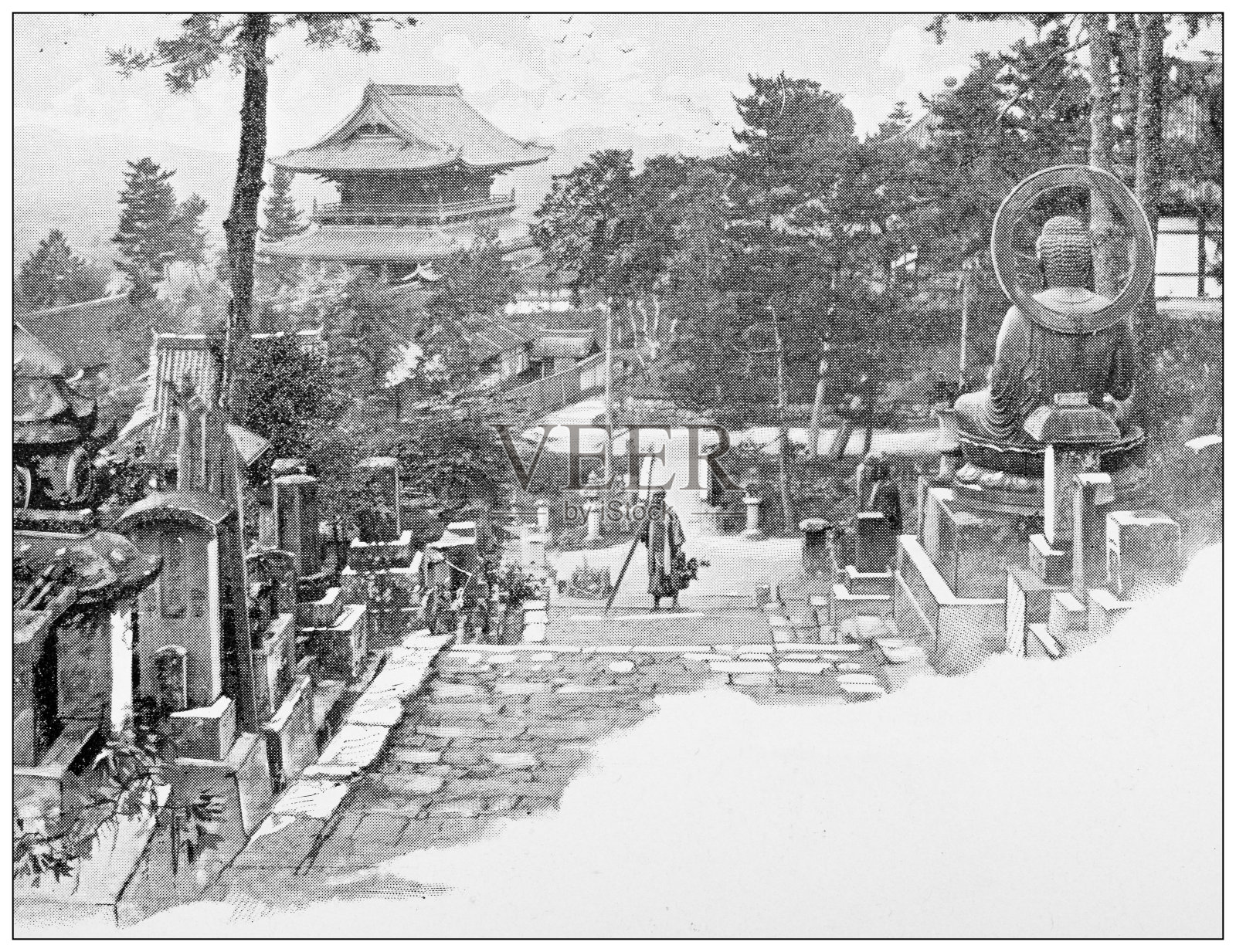 日本古玩旅行照片:墓地插画图片素材
