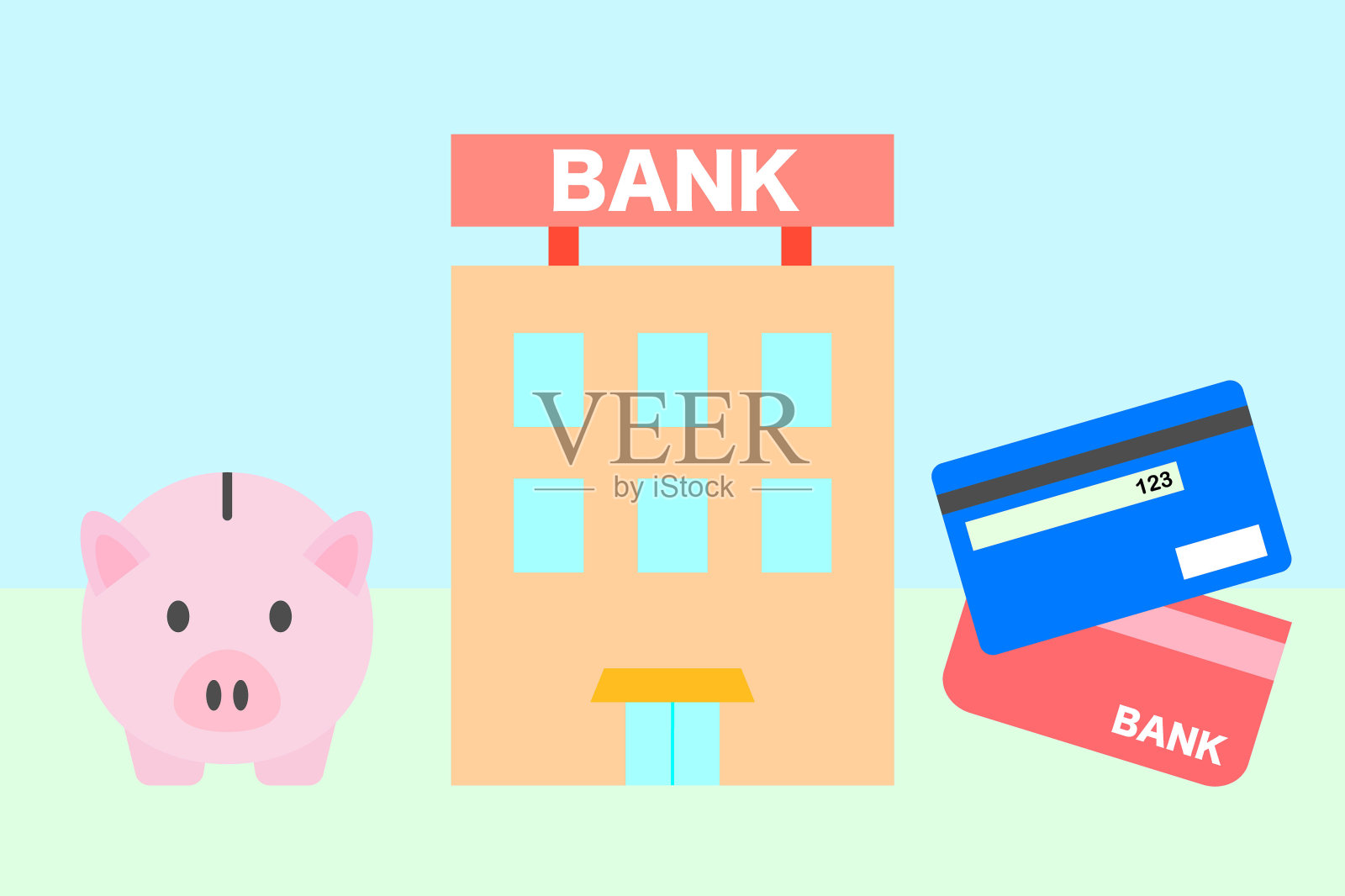 银行大楼插画图片素材