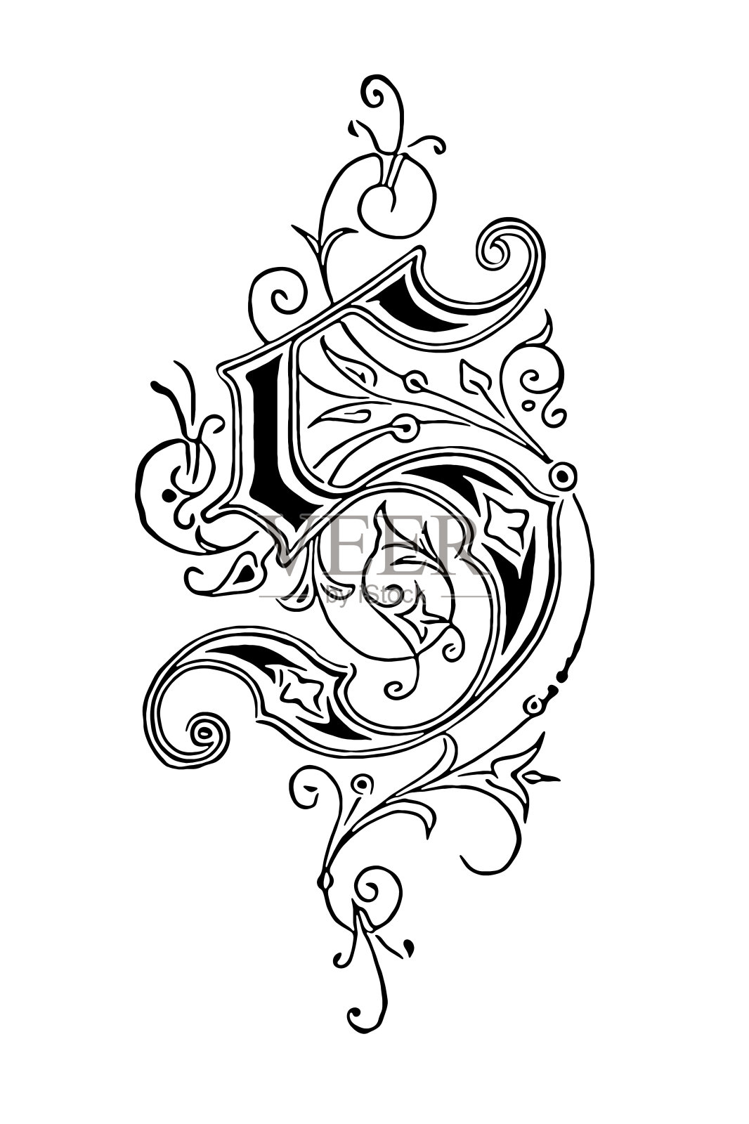 华丽的字母S插画图片素材