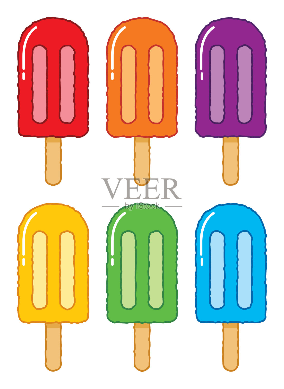 六个变形冰棒。插画图片素材