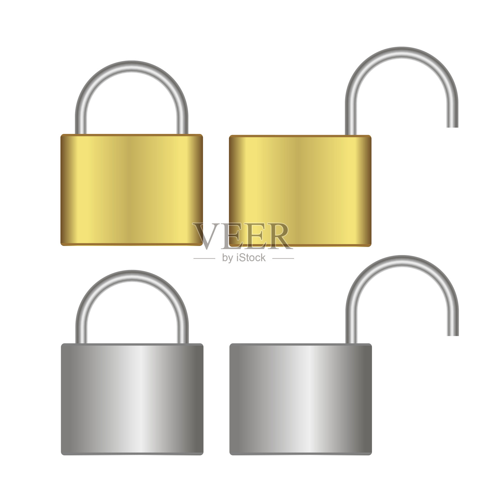 现实锁定和解锁挂锁。向量。插画图片素材