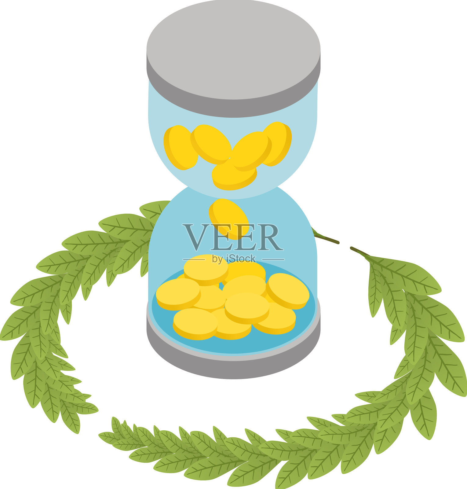 金钱概念图标等距沙漏插画图片素材